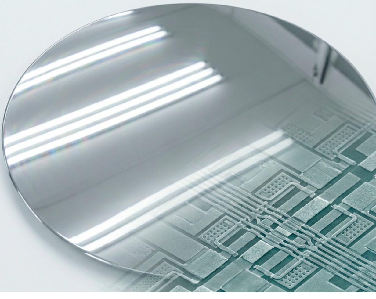 RDL wafer with redistribution layer traces - Nanosystems JP Inc.